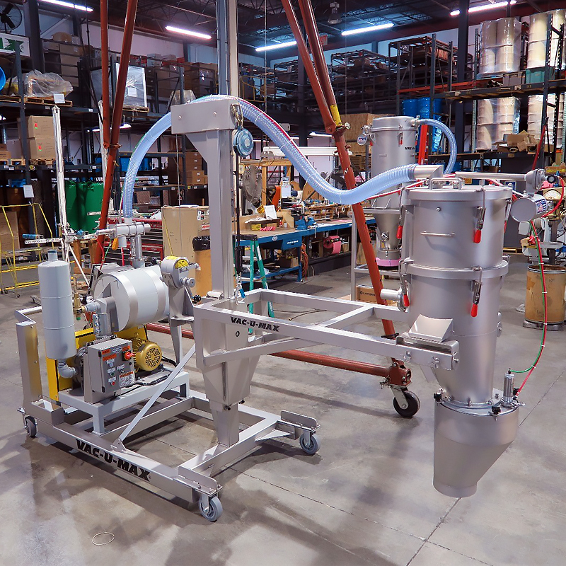 Mobile Pneumatic Conveying System using a mobile lift frame