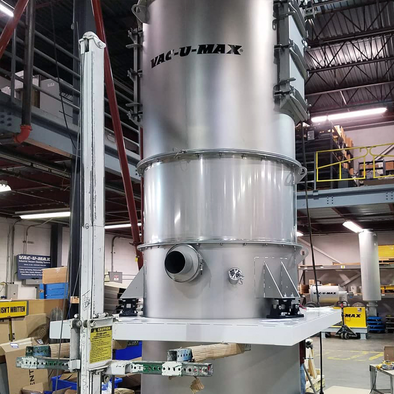 48" filter separator batch weighing system with 6-bank Pulsonics flow promotion and 12" quick-clean rotary valve