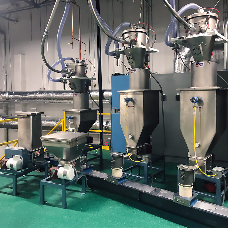 Pneumatic conveying for plastics extrusion
