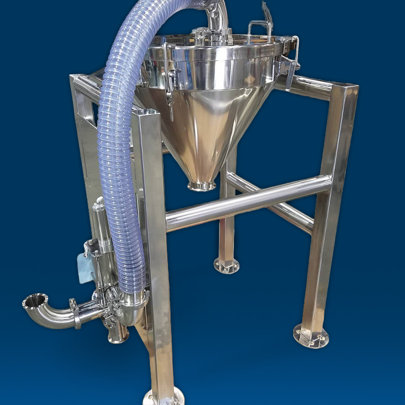 Sanitary floor-standing blender loader filter assembly