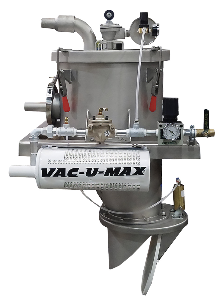 Offset-cone vacuum conveyor, ideal for harder-to-convey materials that require improved flow control, including protein powders, granulated chemicals, and irregular powders.