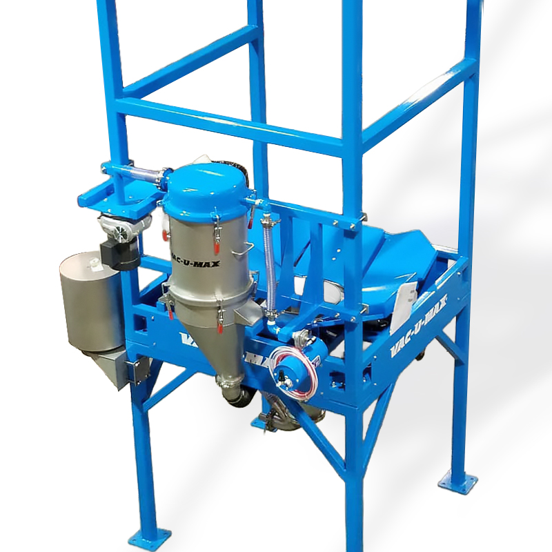 Bulk Bag Unloader with hoist frame, massage paddles, special paint and fugitive dust collector