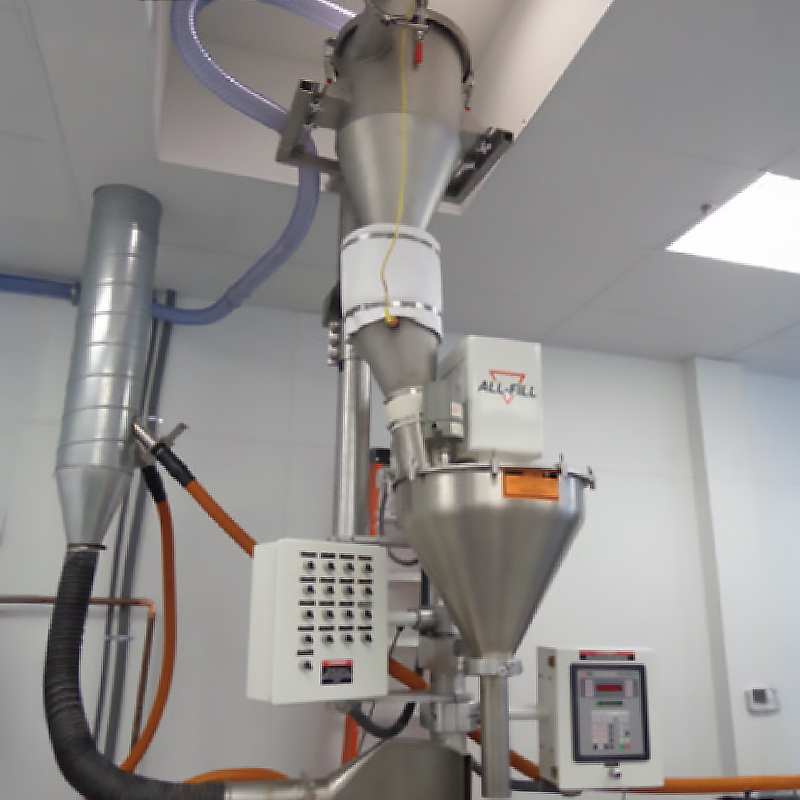 Conveying powders and granules to packaging lines