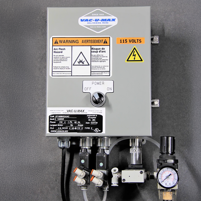 VAC-U-MAX control panel for a pneumatic conveying system